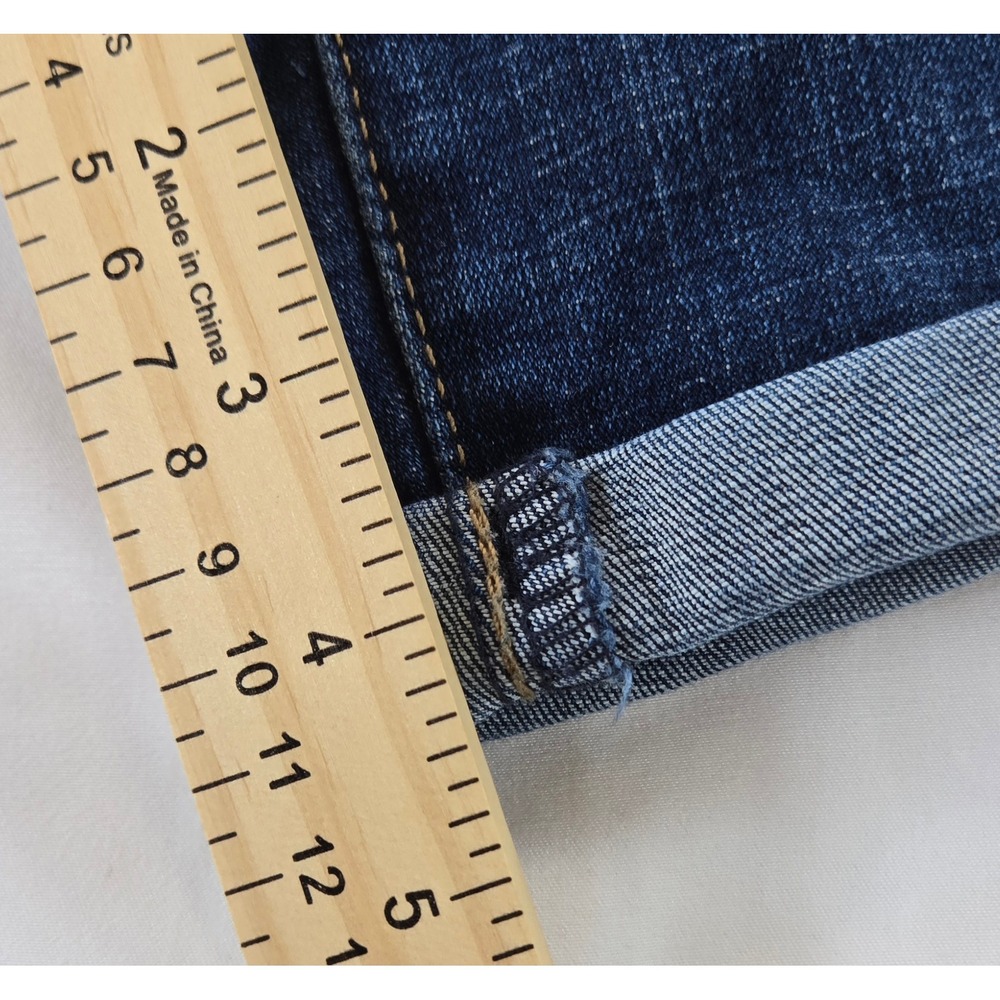 Levis Womens 28 Mid Length Denim Shorts Dark Wash Cuffed Blue Jean Shorts - Picture 6 of 9
